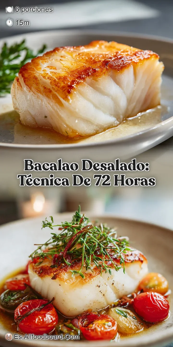 Close-up of tender salt cod, showcasing its delicate flakes, bathed in a rich, aromatic sauce with colorful vegetables.