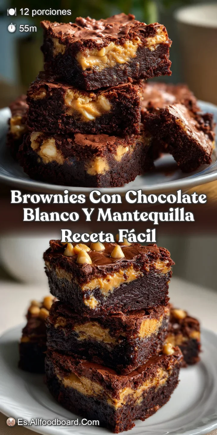 Brownies con Chocolate Blanco y Mantequilla Receta F&aacute;cil
