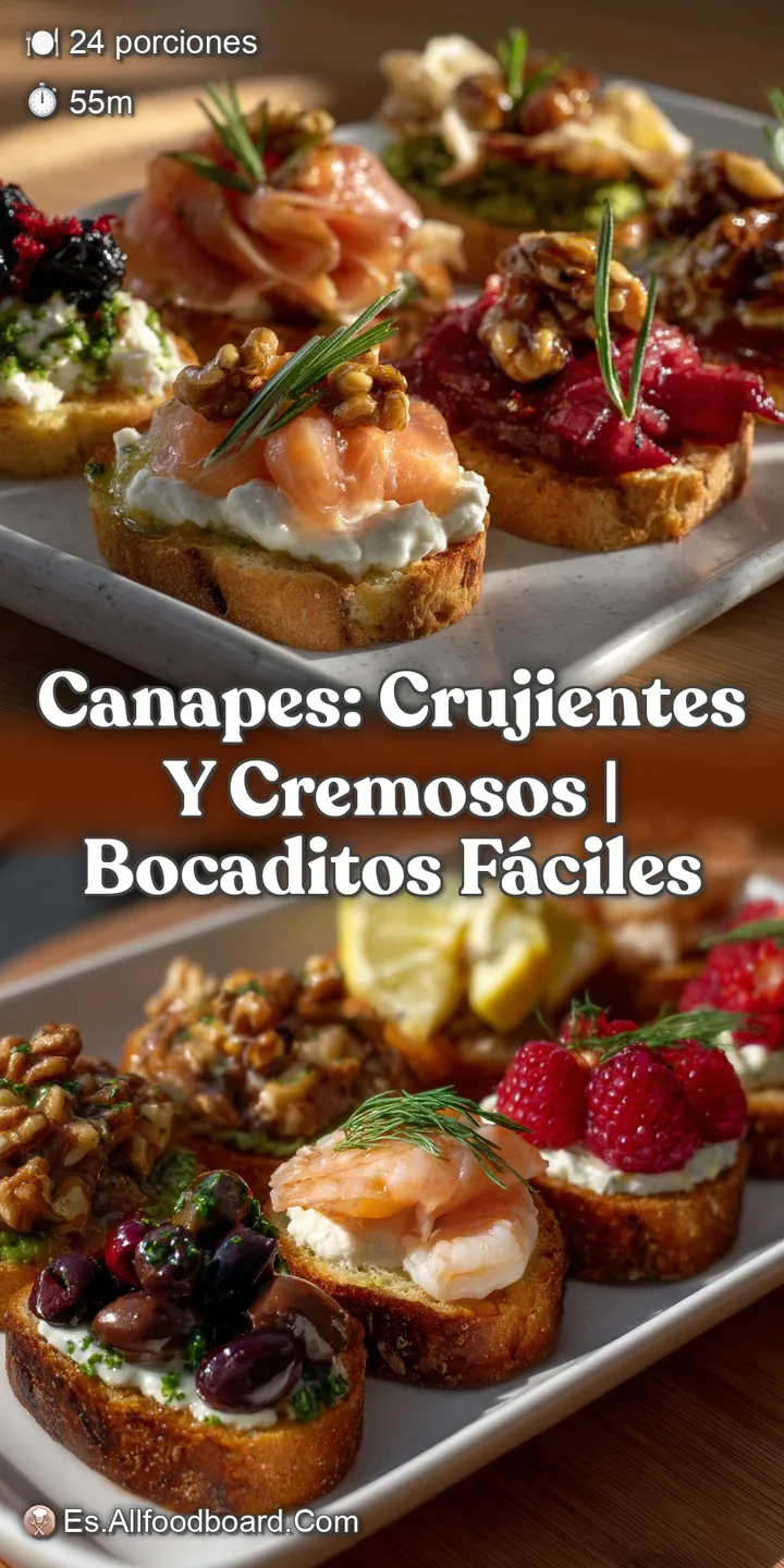 Close-up of a single canap&eacute;: a vibrant burst of color and textures, with a creamy base and a delicate garnish, inviting th...