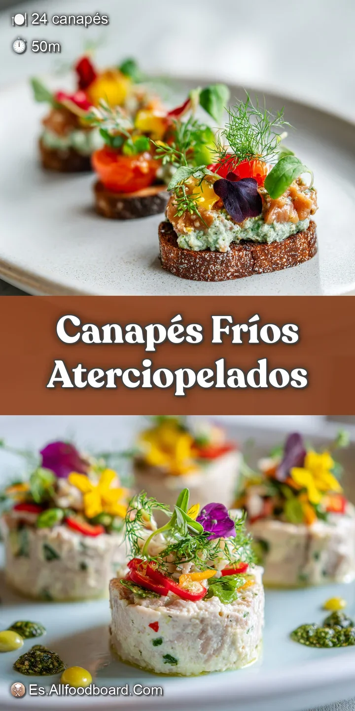 Close-up reveals the intricate layers and textures of a canap&eacute;, highlighting the creamy filling and colorful toppings. App...