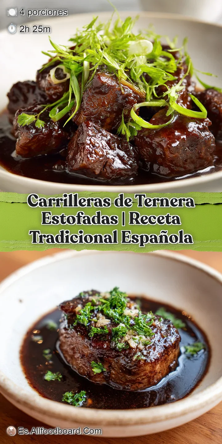 Close-up showcasing the melt-in-your-mouth texture of beef cheek, glistening with a savory, intensely flavored red wine sa...