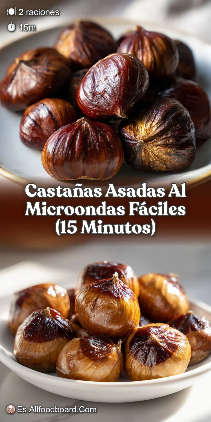 Close-up of cracked, dark brown roasted chestnuts, revealing the pale yellow nutmeat inside. Hints of char create a smoky ...