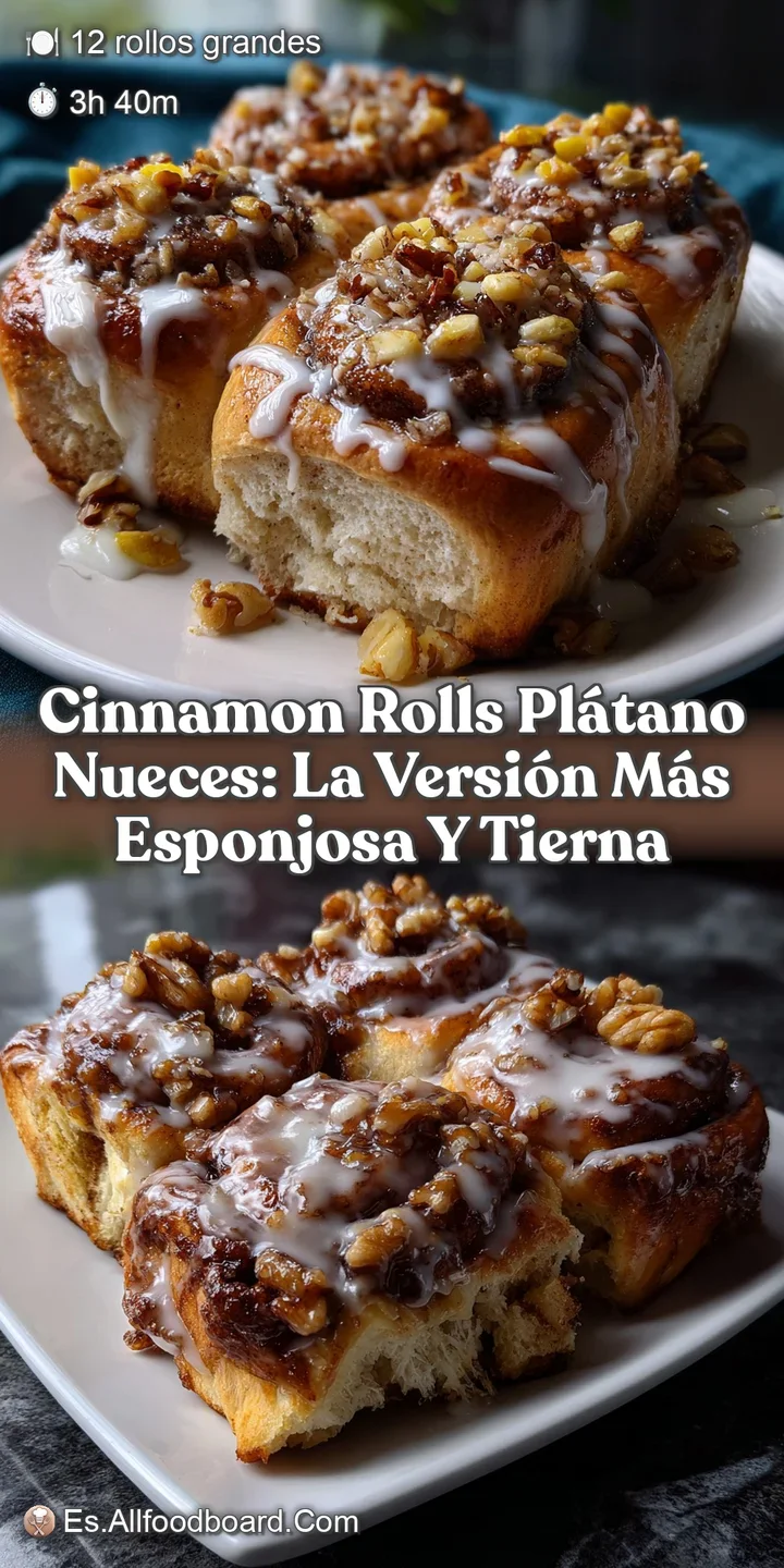 Cinnamon Rolls Pl&aacute;tano Nueces: La Versi&oacute;n M&aacute;s Esponjosa y Tierna
