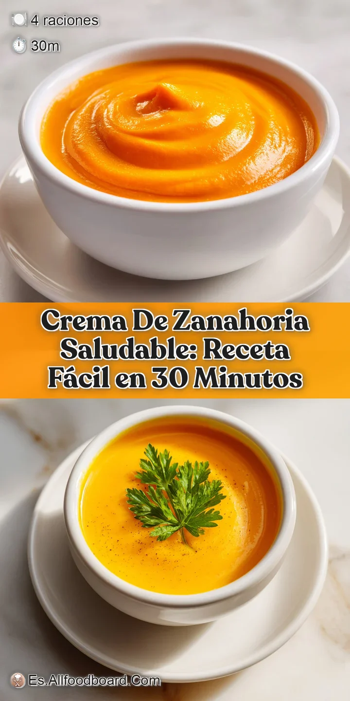 Close-up of creamy carrot soup, highlighting the smooth texture and vibrant color. A swirl of cream adds richness and visu...
