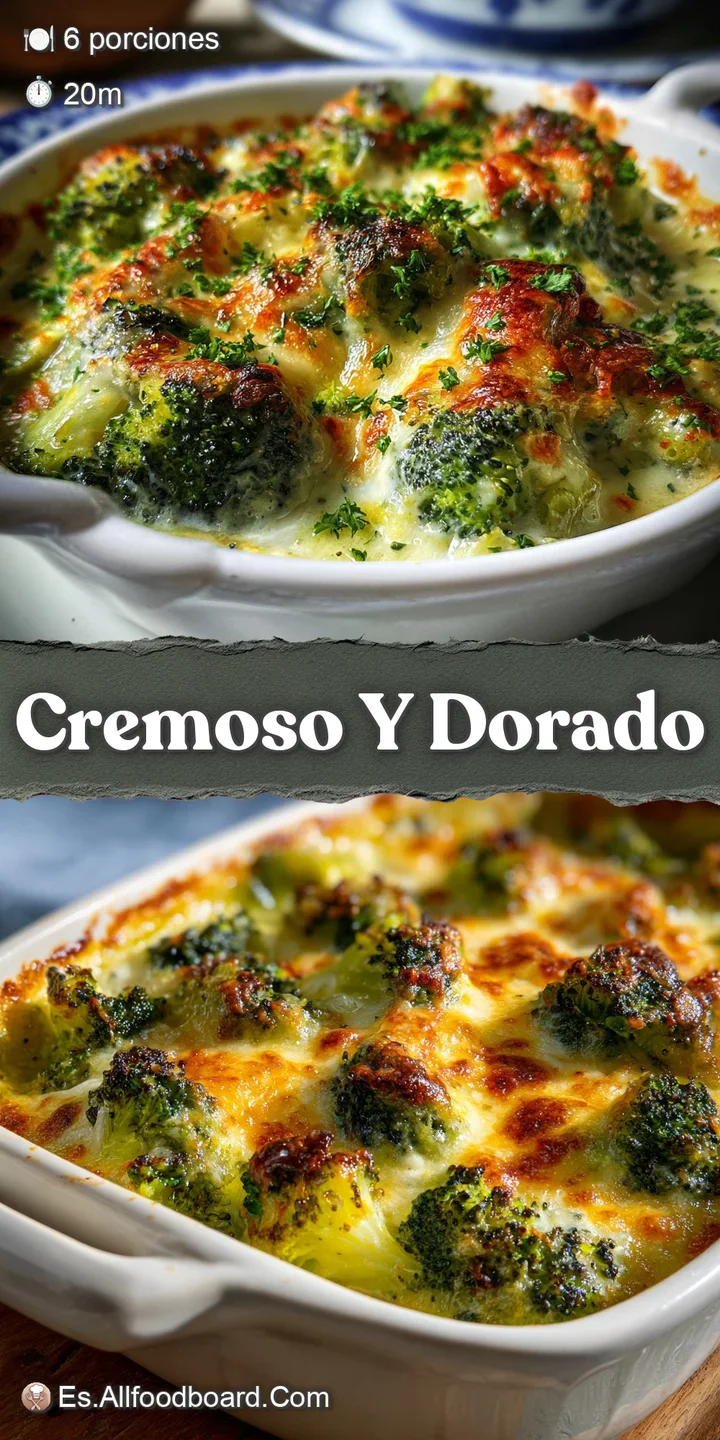 Close-up of a cheesy broccoli bake: melted cheese pulls away, revealing tender green broccoli beneath. Golden-brown, bubbl...