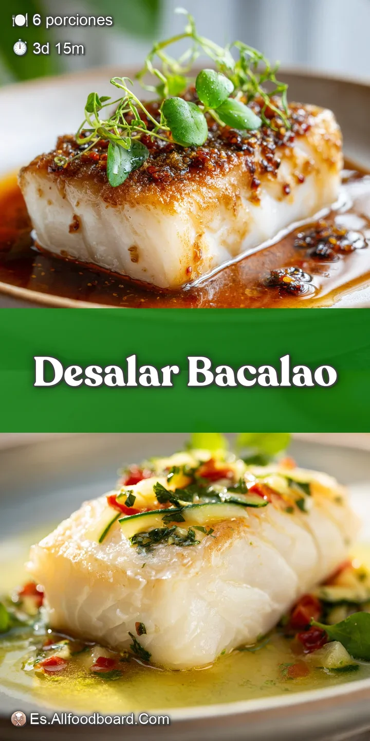 Close-up of perfectly hydrated salt cod showing its fibrous texture and pearly white color, ready to absorb flavors in tra...