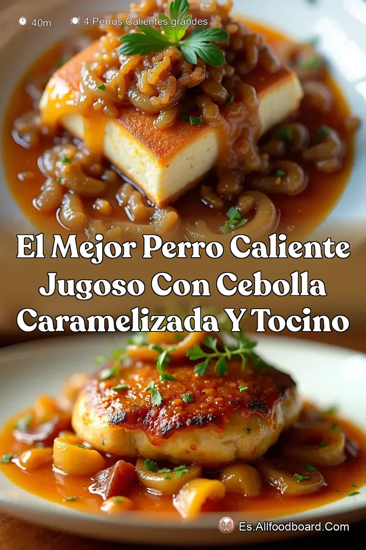 El Mejor Perro Caliente Jugoso con Cebolla Caramelizada y Tocino