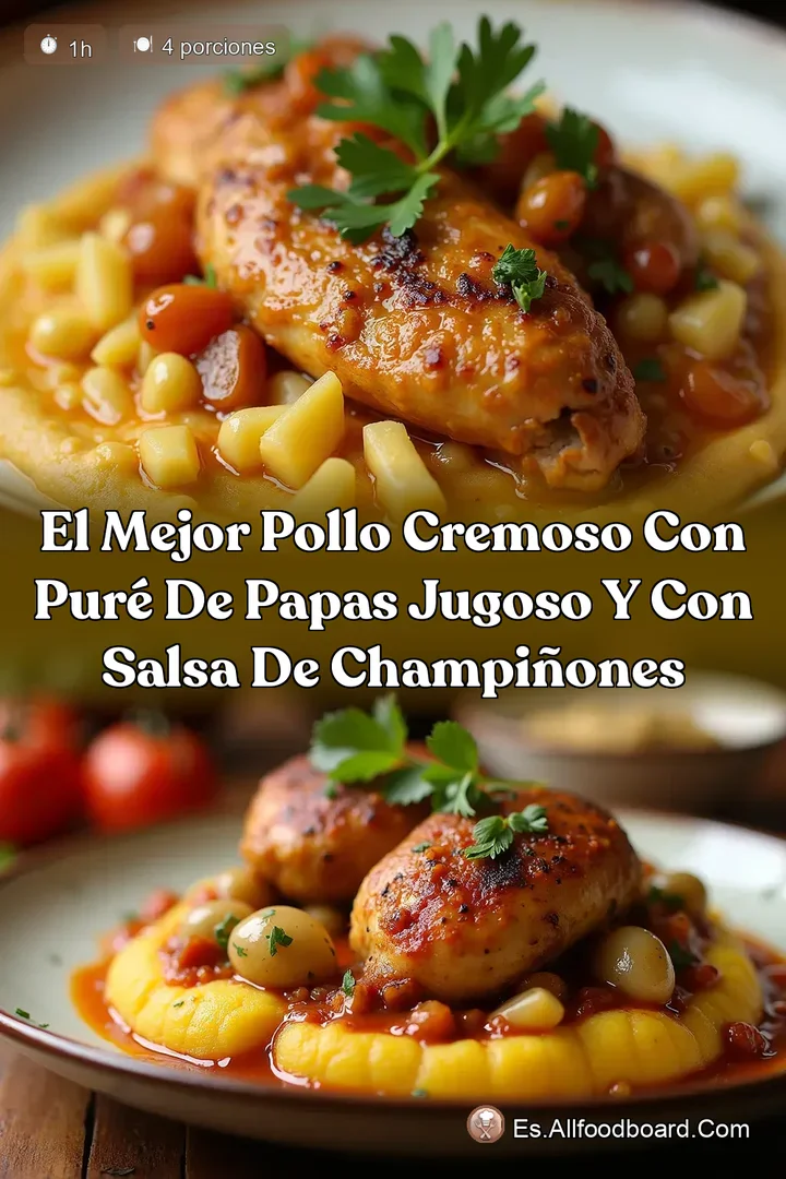 El Mejor Pollo Cremoso con Pur&eacute; de Papas Jugoso y con Salsa de Champi&ntilde;ones