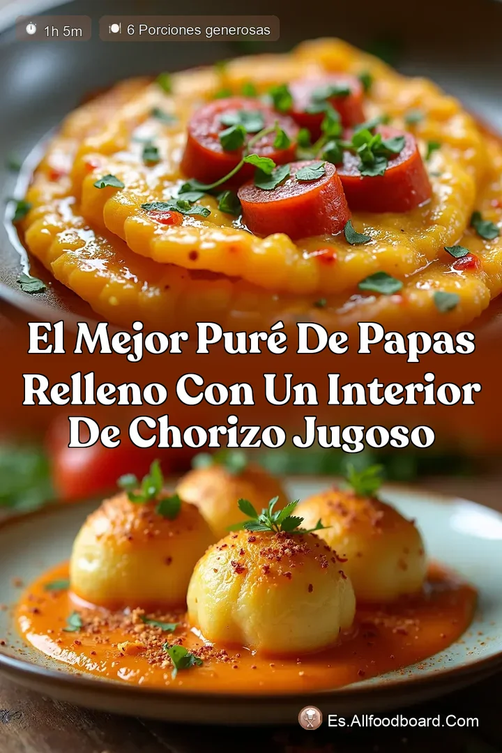 El Mejor Pur&eacute; de Papas Relleno con un Interior de Chorizo Jugoso