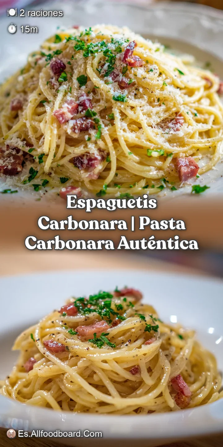 Close-up of spaghetti coated in a velvety sauce, studded with crisp pancetta and vibrant green herbs.