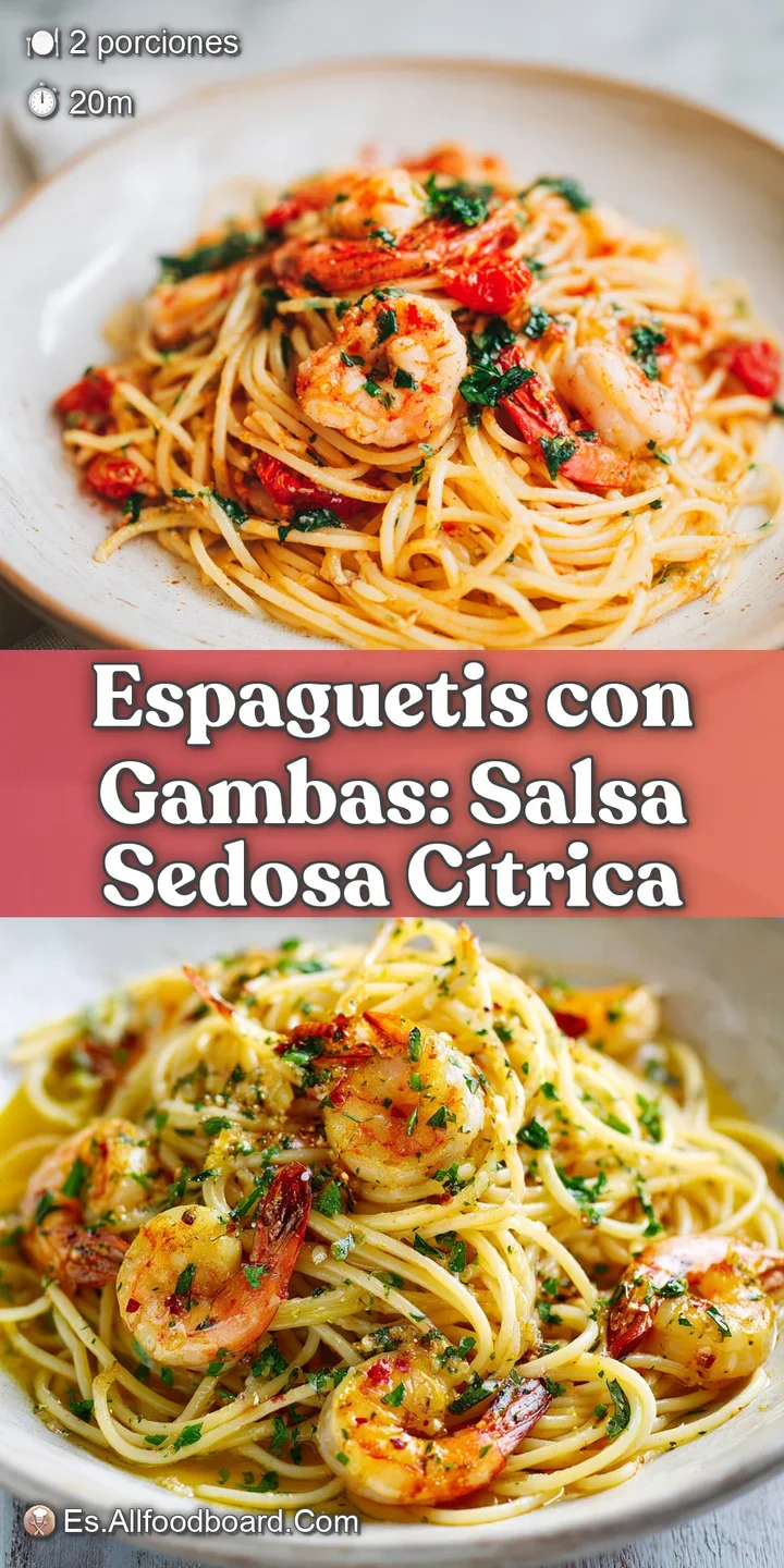 Close-up of glistening spaghetti and succulent shrimp, dusted with red pepper and fragrant parsley. Visually appetizing an...