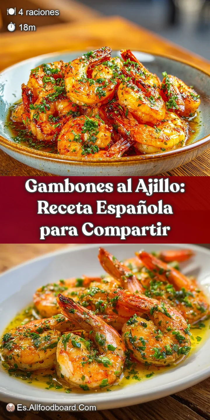 Close-up of plump, juicy shrimp bathed in garlic-infused oil, flecked with red pepper. Texture glistening, very appetizing.