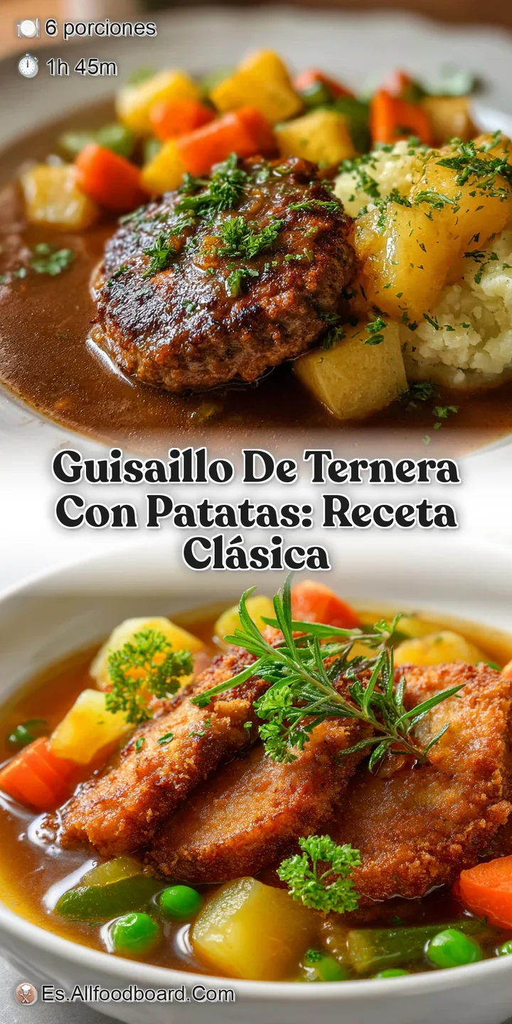 Close-up of glistening beef cubes and soft potatoes in a savory, deep brown sauce. Steam suggests a hearty, comforting meal.