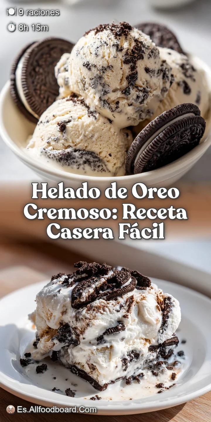 Close-up of Oreo ice cream showing rich, dark cookie pieces swirled in the creamy vanilla base. Delicious and inviting.