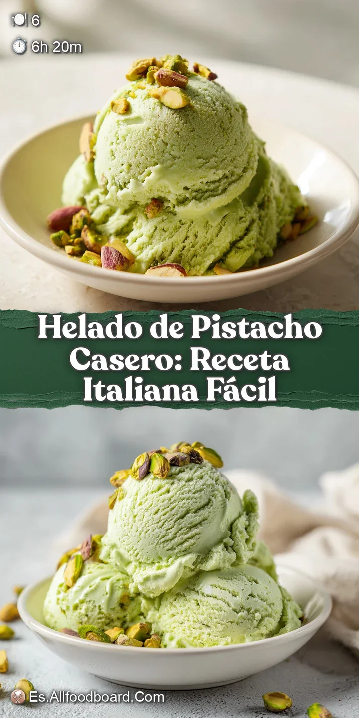 Close-up of pistachio ice cream: delicate green hue, studded with chopped pistachios, hinting at a rich, nutty flavor and ...