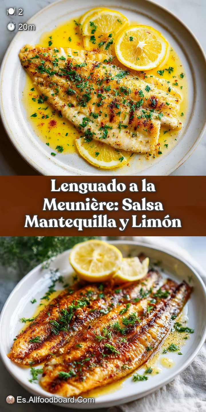 Appetizing close-up showcases the delicate, crispy crust and moist, flaky texture of the sole meuni&egrave;re bathed in lemon but...