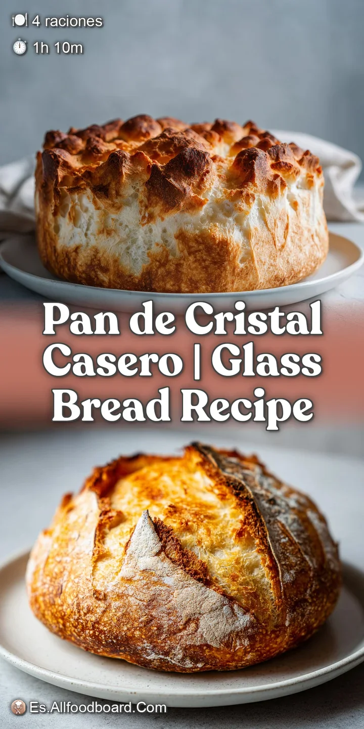 Close-up reveals Pan de Cristal's crisp, golden crust & open crumb. Large air pockets promise a light, airy bite. A rusti...