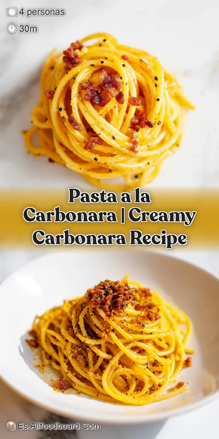 Detalle cercano de pasta ba&ntilde;ada en crema espesa y brillante, con trozos dorados de carne y granos de pimienta negra.