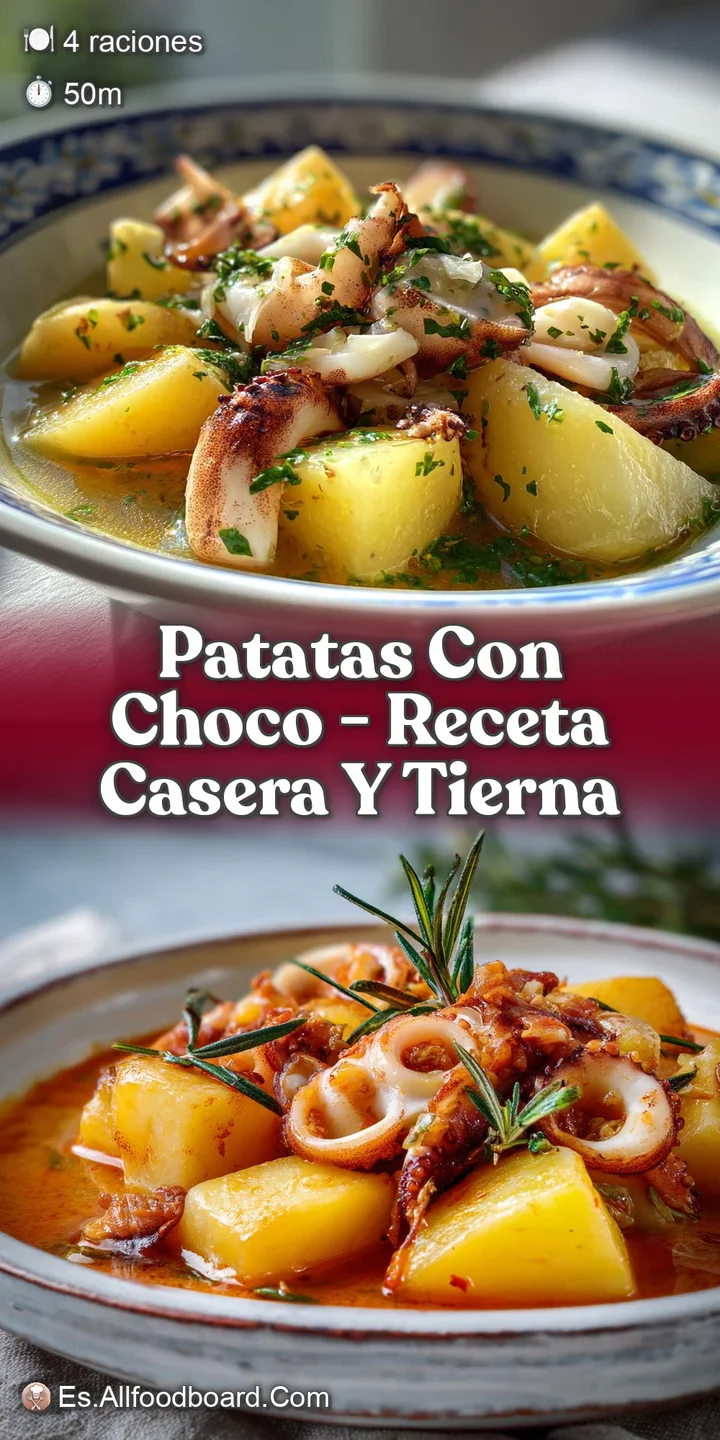 Close-up of glistening, dark sauce clinging to soft potato pieces. Flakes of dark seafood peek through, promising a deeply...