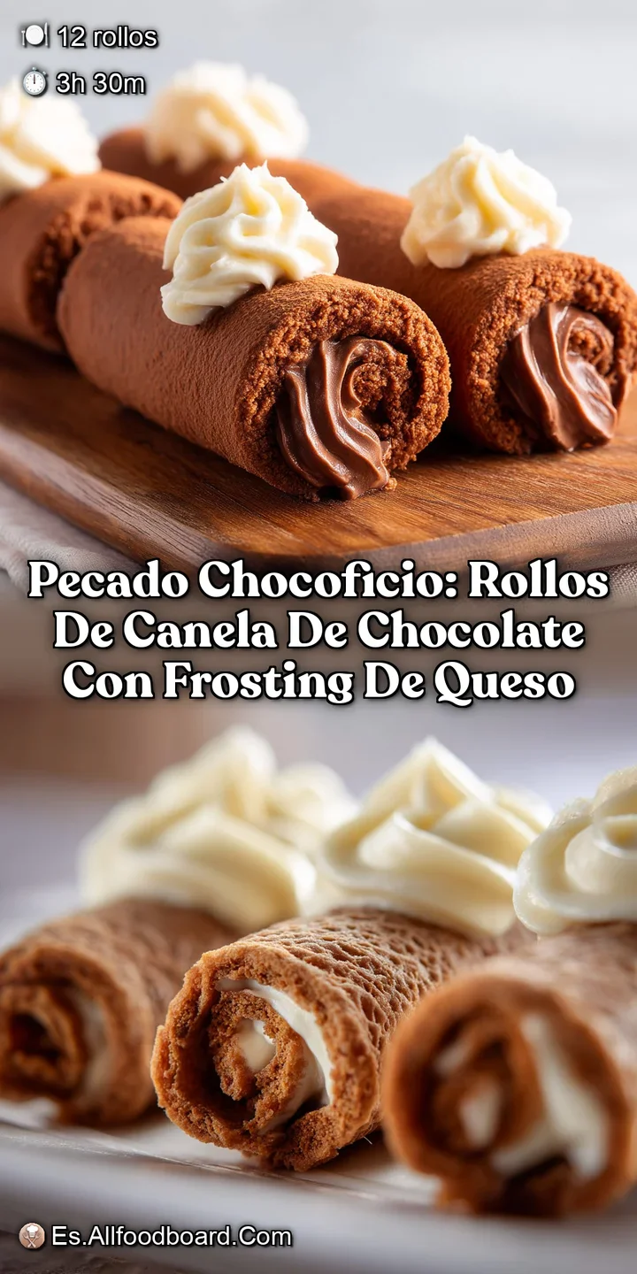 Pecado Chocoficio: Rollos de Canela de Chocolate con Frosting de Queso