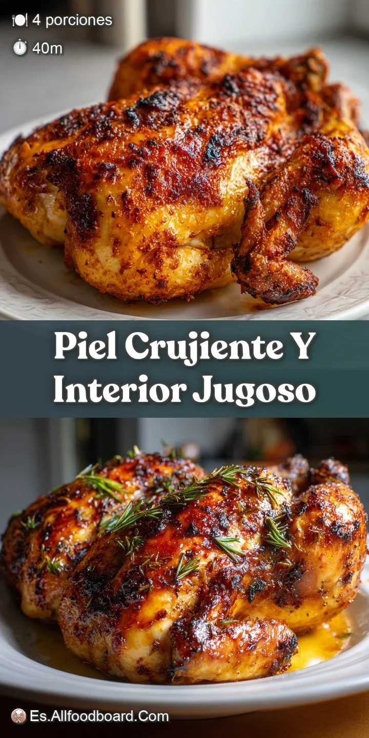 Close-up showcasing the incredibly crispy skin of golden air fryer chicken, with herbs and spices visible, promising juicy...