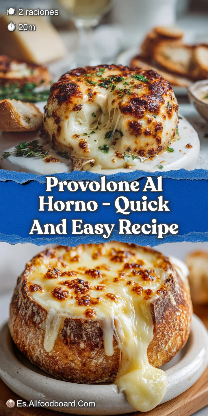 Close-up shot of hot, stringy provolone, bubbling and browned in spots, showing textures of melted cheese and fragrant herbs.