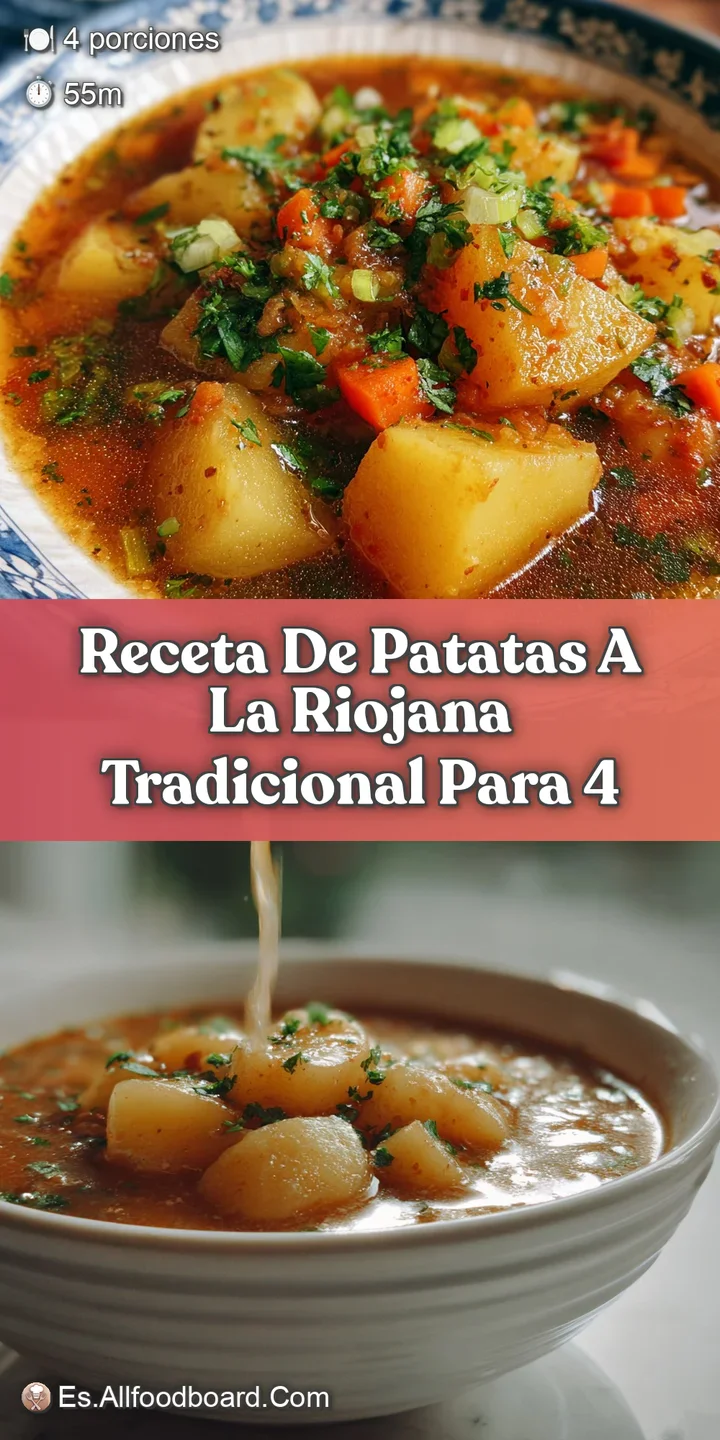 Close-up of glistening Patatas a la Riojana. Rich paprika-spiced sauce coats tender potatoes and savory chorizo.