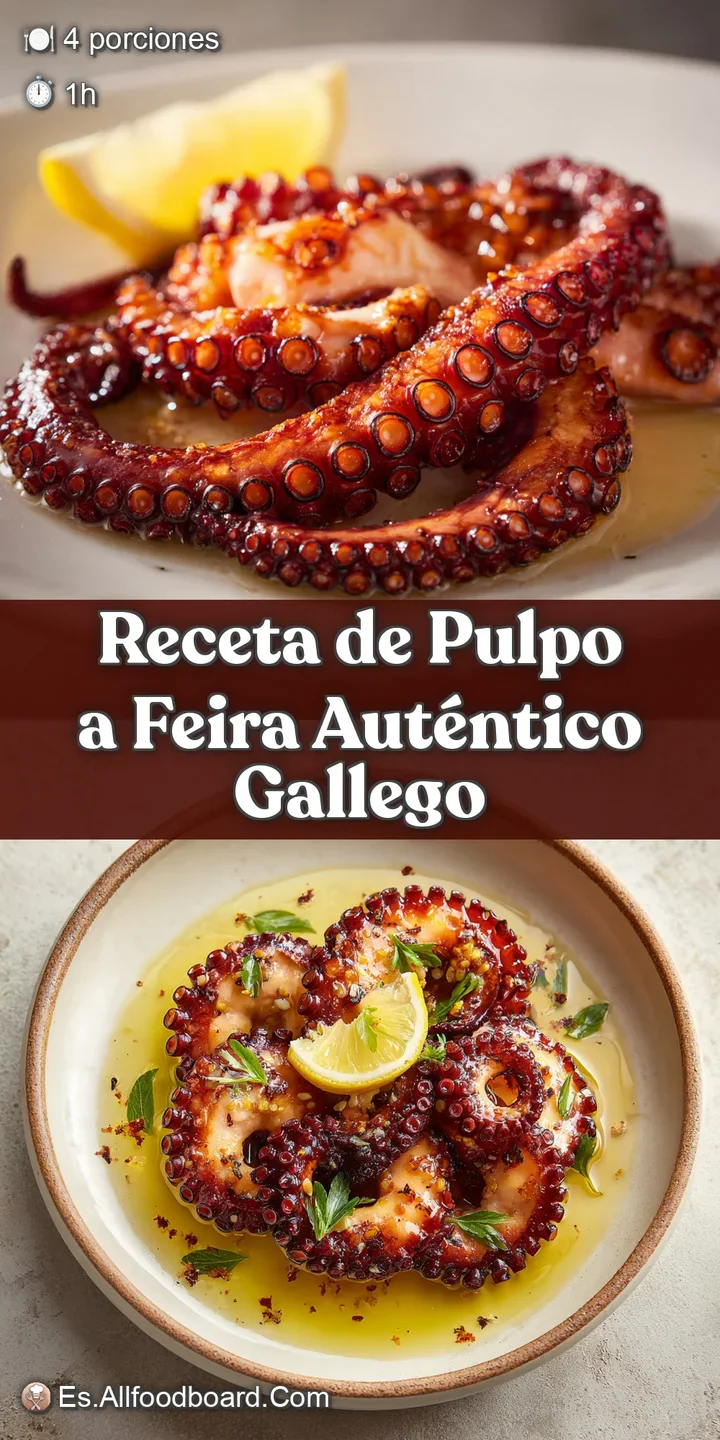 Close-up: glistening, tender octopus with vibrant paprika on soft, creamy potatoes, promising a delicious Galician bite.