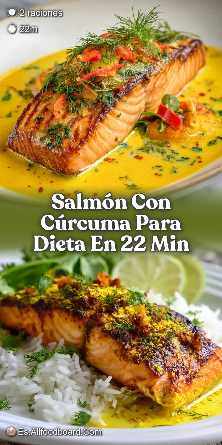 Close-up captures the flaky texture of salmon glazed with turmeric, alongside vibrant herbs and spices, tempting the senses.