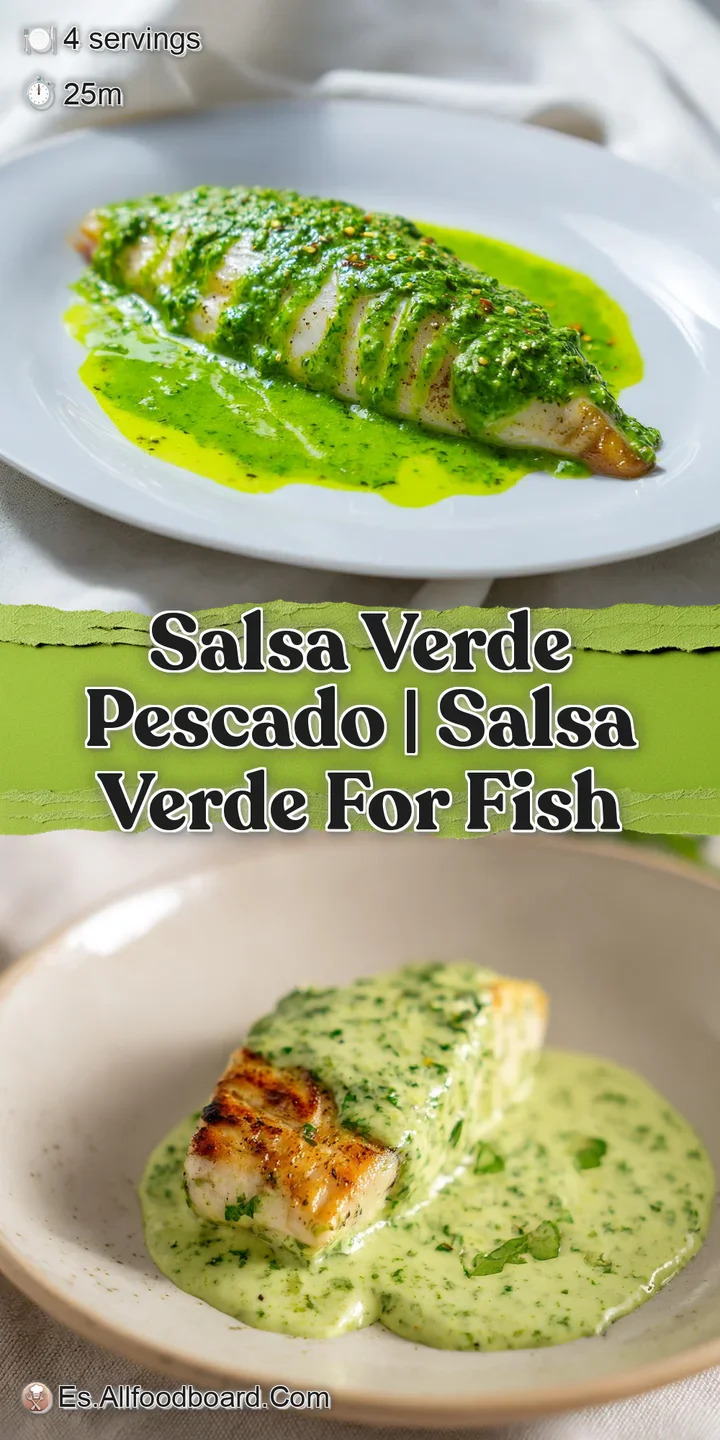 Detalle cercano de la carne blanca del pescado desmenuz&aacute;ndose bajo una capa de salsa verde espesa y arom&aacute;tica.
