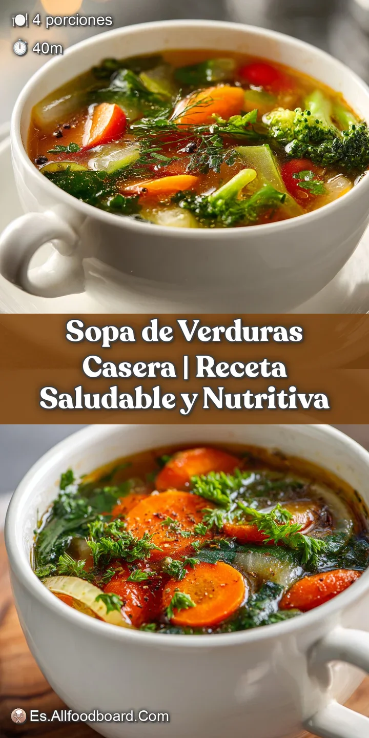 Close-up of homemade vegetable soup. Shiny broth with chunks of soft carrots, greens, and other garden-fresh veggies.