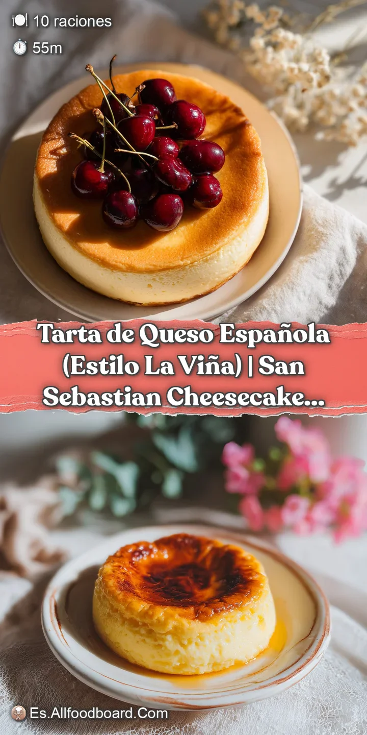 A close-up reveals the molten, creamy interior of a golden-baked Spanish cheesecake, inviting a taste.