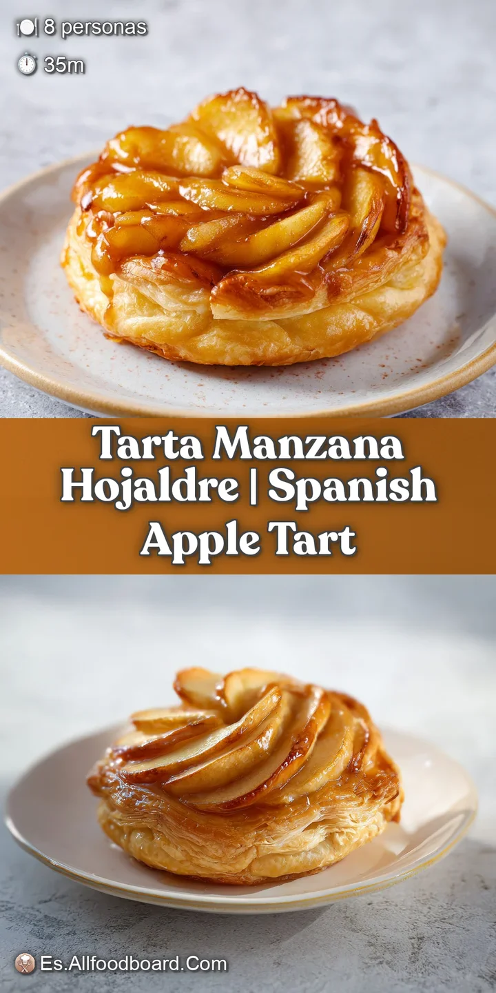 Detalle cercano de l&aacute;minas de manzana caramelizadas, color &aacute;mbar brillante y texturas crujientes de masa hojaldrada.
