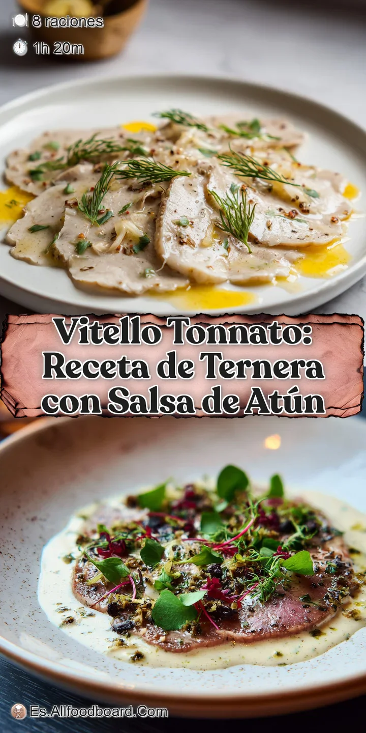 A close-up reveals the silky texture of veal and the rich, speckled tuna sauce, glistening invitingly.