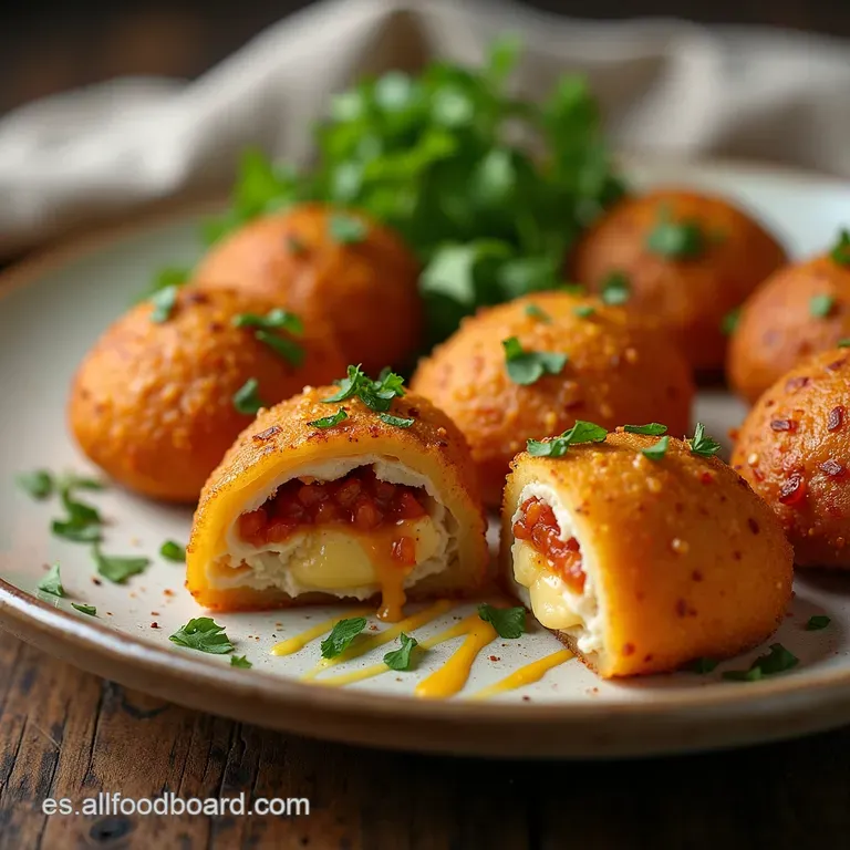 Tesoros Crujientes Alb&oacute;ndigas de Papa Rellenas de Pollo Desmenuzado al Ajillo