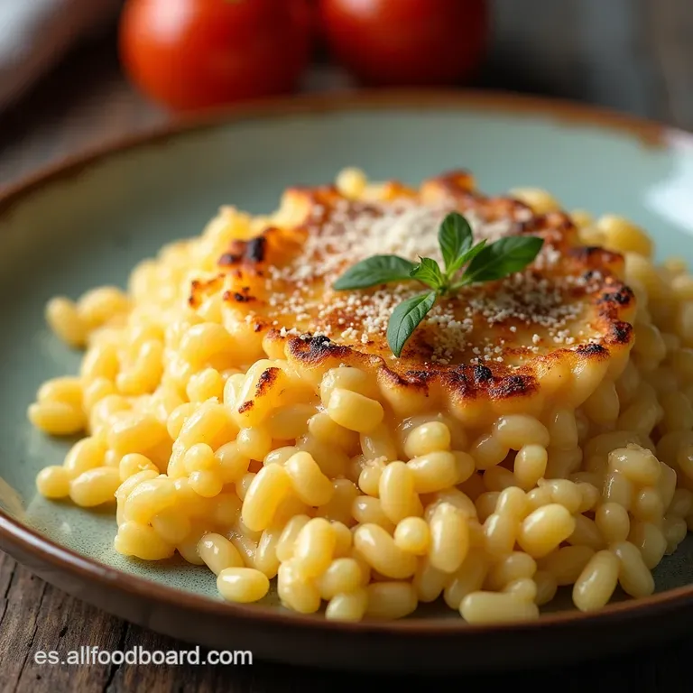 Arroz Cremoso RisottoStyle al Horno con Crujiente de Parmigiana