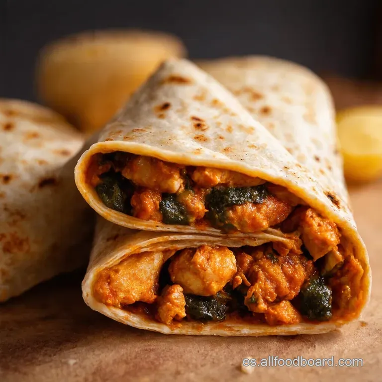 Burritos De Pollo Y Frijol Negro a La Mexicana presentation