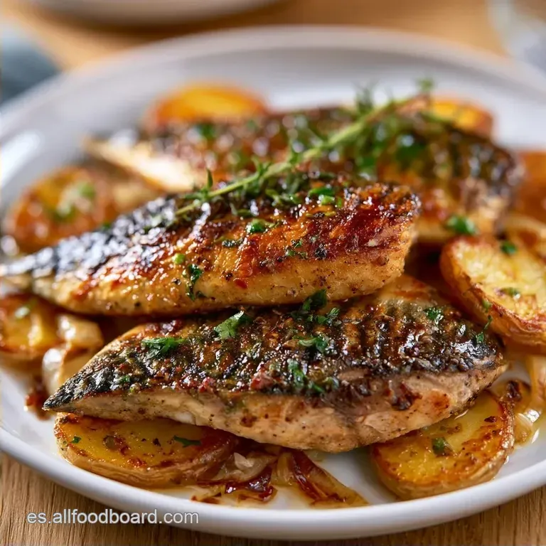 Caballa Al Horno con Patatas y Cebolla