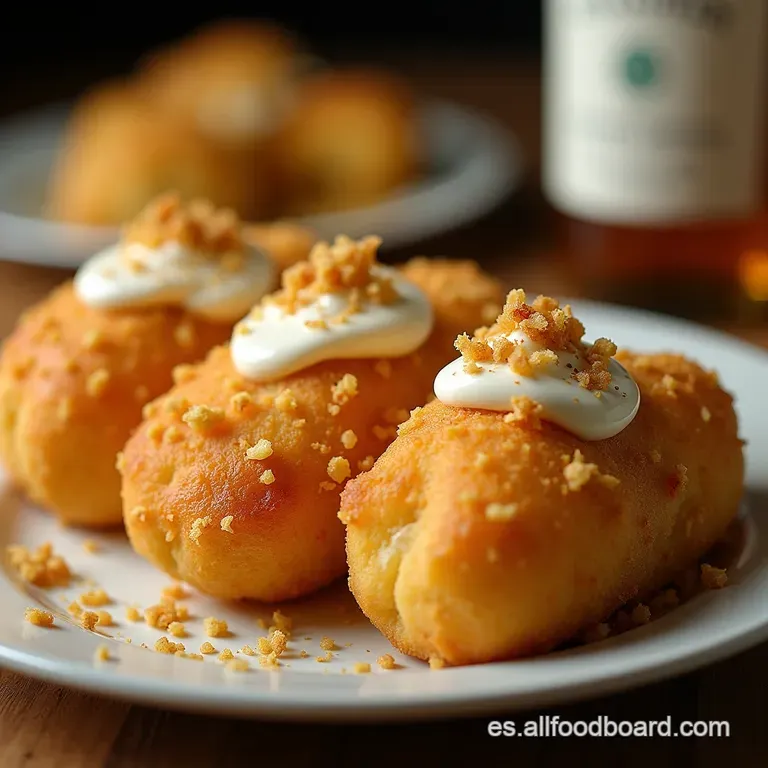Canoas de Pl&aacute;tano Macho Navide&ntilde;as Oro Frito con Crema de Ron y Crujiente de Nueces