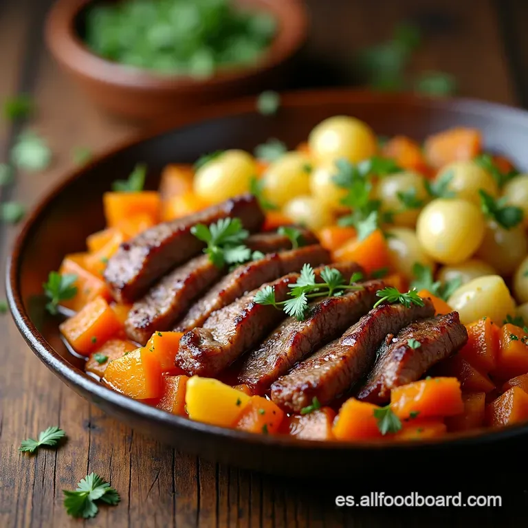 Carne Asada Jugosa y R&aacute;pida con Patatas Doradas al Romero