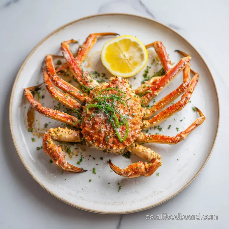 A halved Galician spider crab, its delicate meat exposed, presented on a bed of fresh seaweed. A seafood lover's delight.