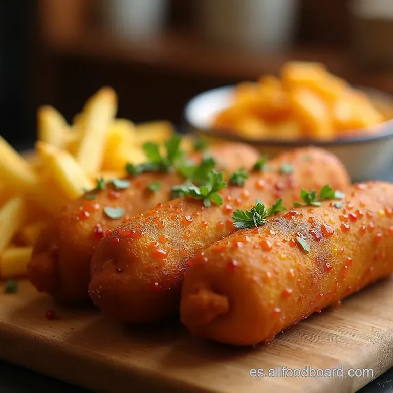 Corn Dogs Coreanos Crujientes Con Queso Y Papitas presentation