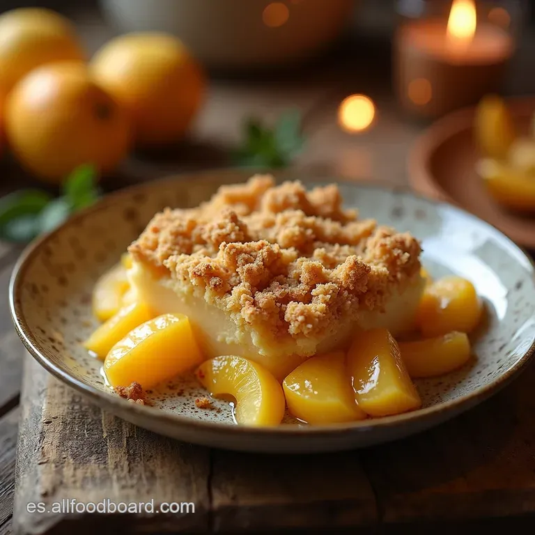 Capricho De Verano Crumble R&uacute;stico De Melocotones Especiados Y Almendra Crujiente presentation
