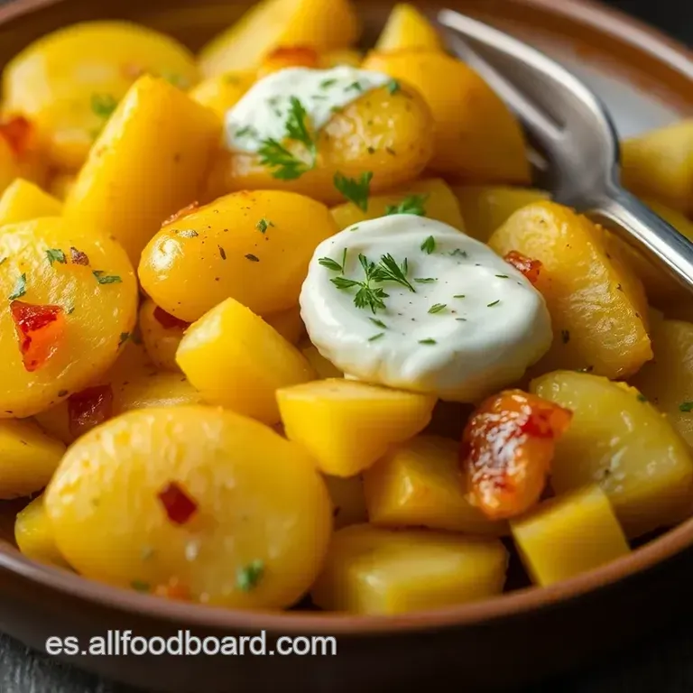 &iexcl;Dale Que Dale! Patatas Revolconas: Spanish Paprika Potatoes with Crispy Bacon presentation