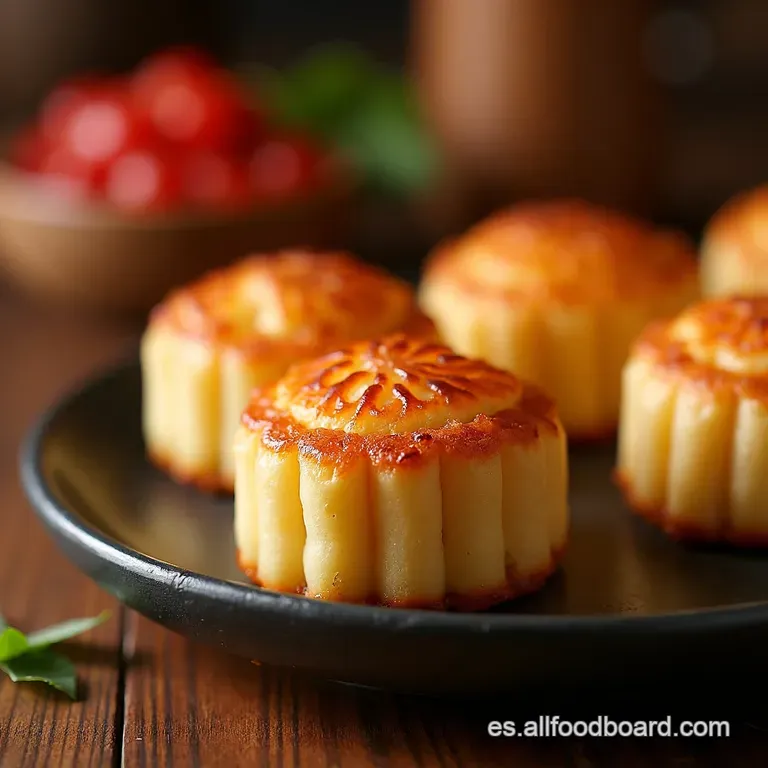 Delicados Mooncakes De Pasta De Frijol Rojo presentation
