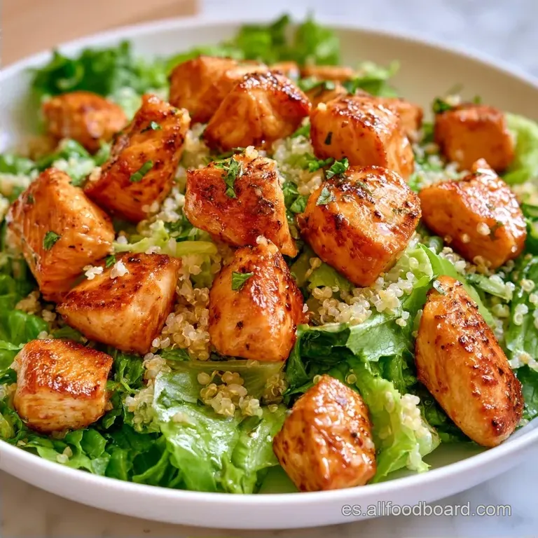 Crujiente Ensalada de Pollo Quinoa y Cogollos