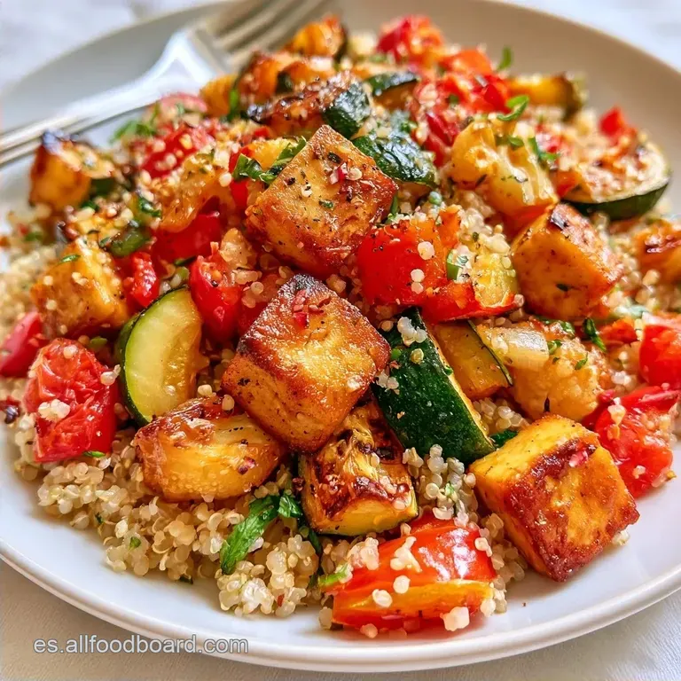 Ensalada de Quinoa con Verduras Asadas y Tofu
