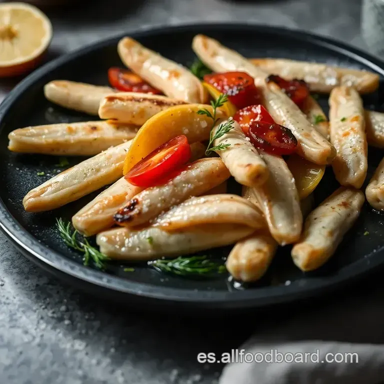 Esp&aacute;rragos Blancos a La Plancha Con Aove Y Sal presentation