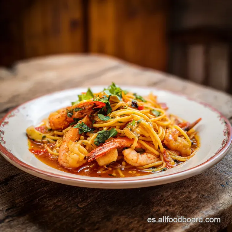 Smoked paprika tinged broth coats plump fideos noodles, speckled with parsley and a glistening drizzle of olive oil in a r...