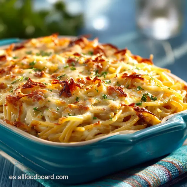 Fideos Con Salsa De Tres Quesos Gratinados Caseros presentation